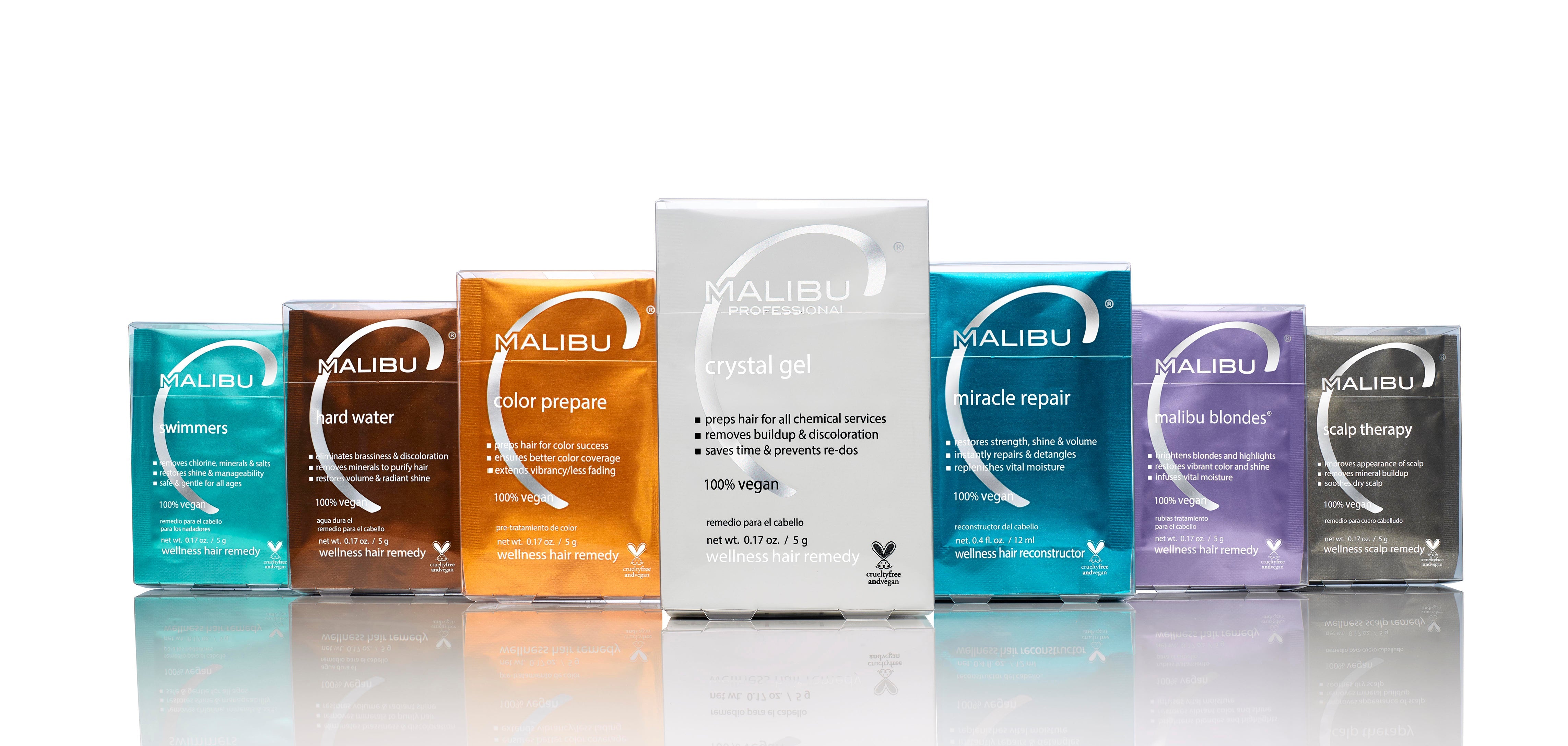 Malibu C Wellness Hair Remedy sachets for hard water, swimmers, blondes, scalp and extensions